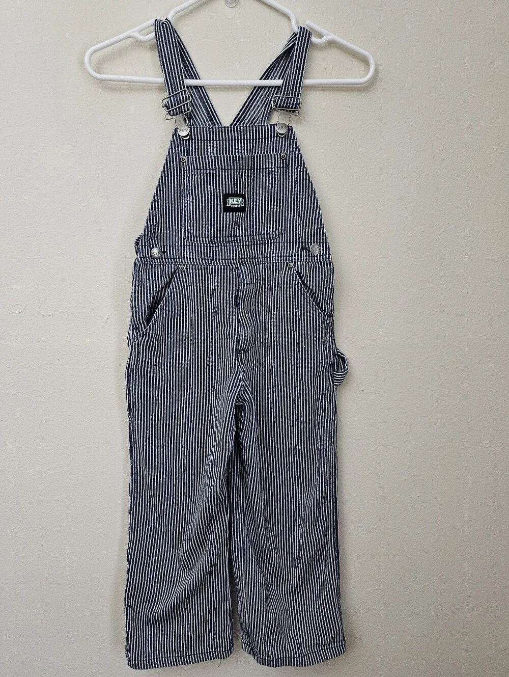 Kids Striped Overalls One-Piece - Navy/White Size 7
